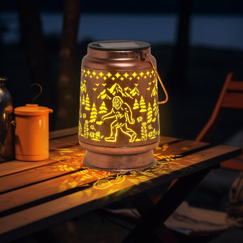 KIKUSUI Solar Bigfoot Lanterns Outdoor Waterproof Hanging, Sasquatch Gifts for Mom Women Dad Men, Metal Decorative LED Lanterns for Yard, Patio, Lawn, Tabletop, Pathway, Landscape, Garden Decor - Image 1